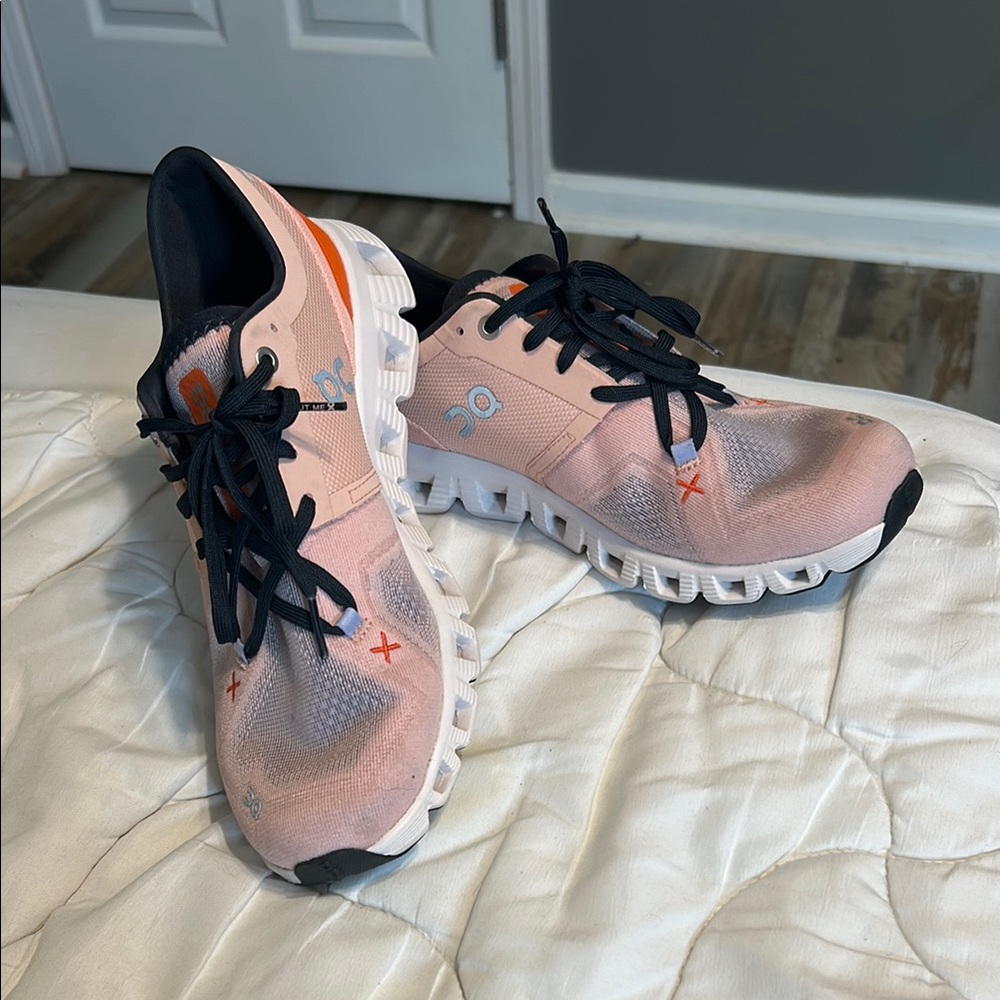 On Running Pink and Orange Athletic Shoes